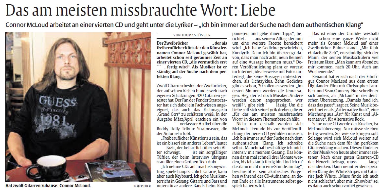 Zeitungsartikel Rheinpfalz Liebesgedichte